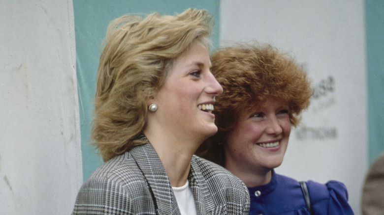 Sarah McCorquodale and Princess Diana laughing
