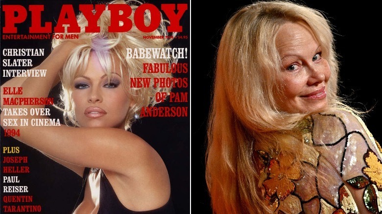 Playboy November 1994 cover, Pamela Anderson posing against a black background