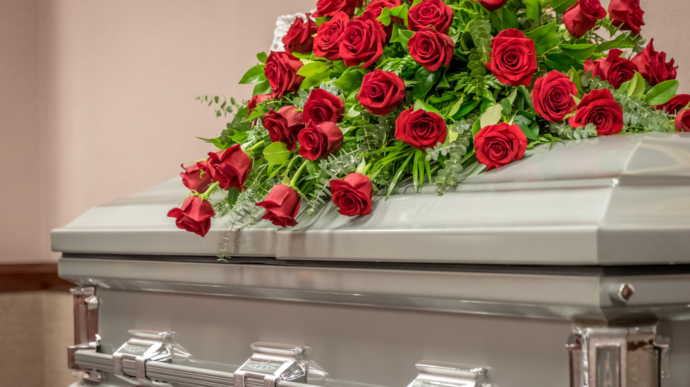 Roses on casket