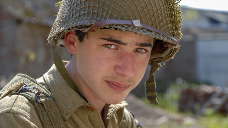 a young soldier looking wayward