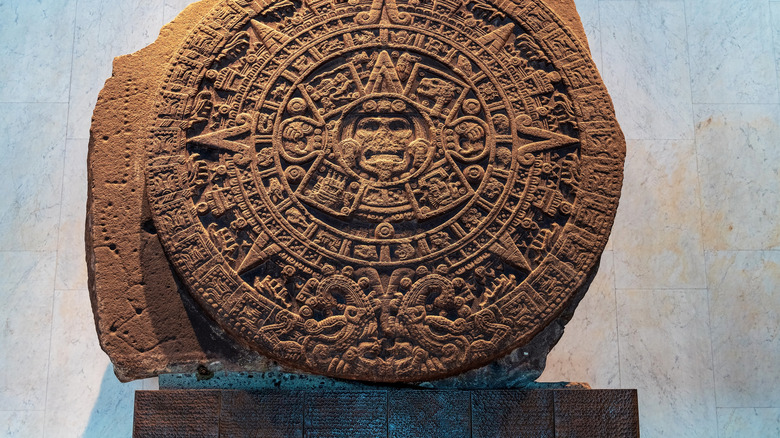 Aztec calendar on a wall