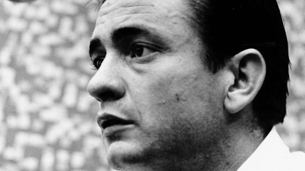 A profile shot of Johnny Cash