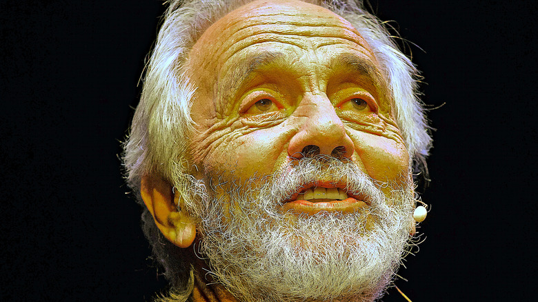 Tommy Chong looking up on stage