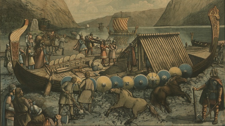 1888 illustration of Viking ship funeral
