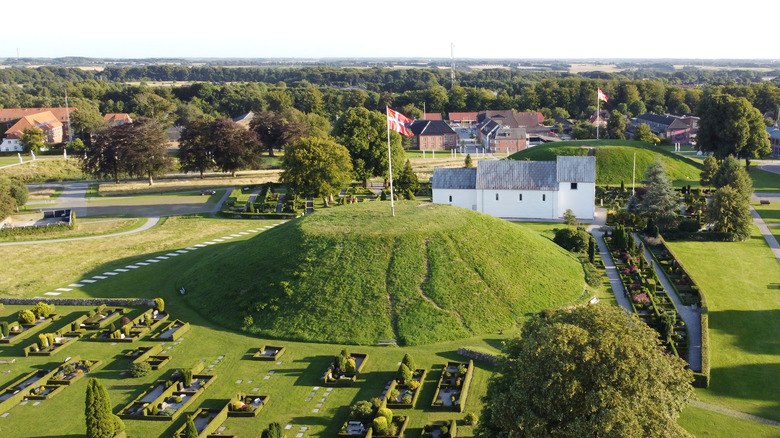Recreated Viking burial mound in Denmark