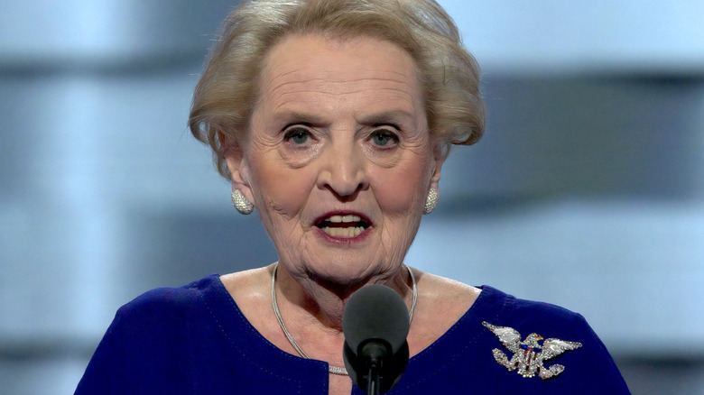 Madeleine Albright wears a brooch