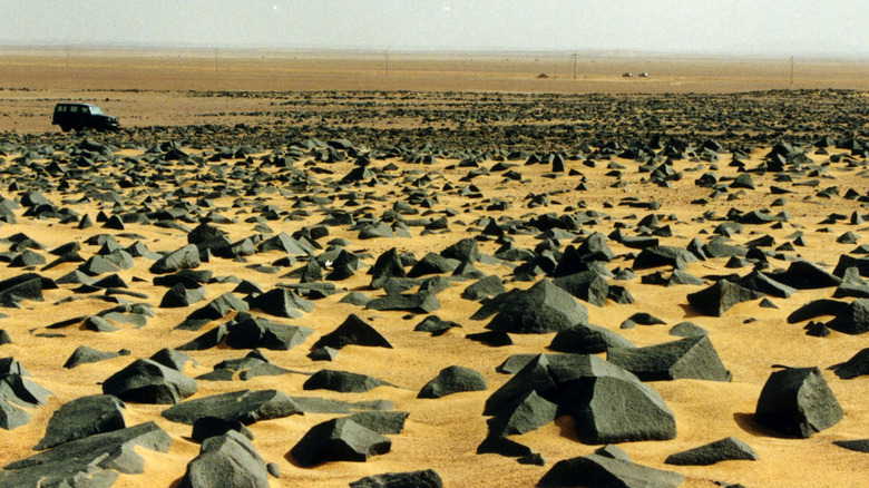 Sunparched rocks in the Libyan desert.