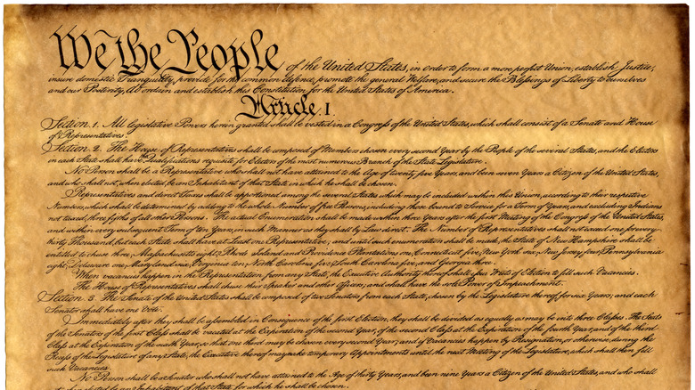 Constitution of the United States showing "we the people"