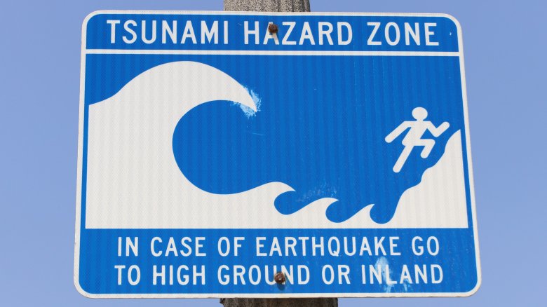 California, tsunami sign