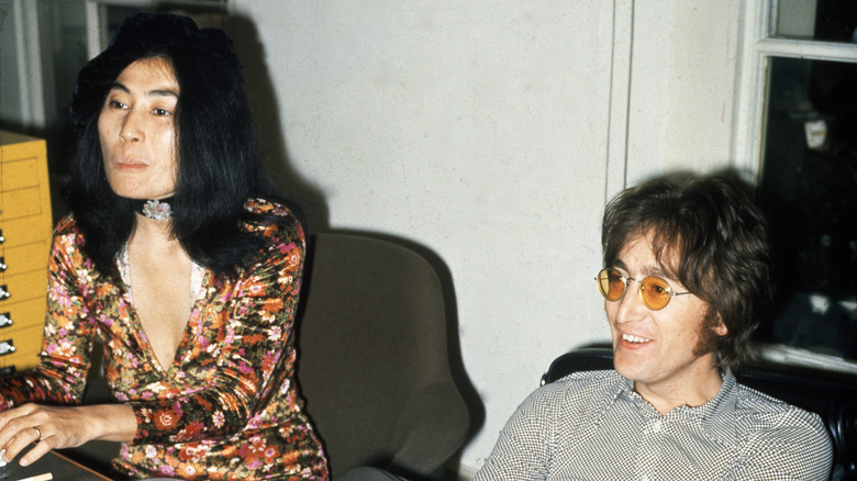 Ono and Lennon being interviewed in 1971