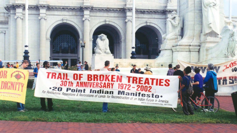 Protesters commemorate the anniversary of the Trail of Broken Treaties and the 20-Point Position Paper