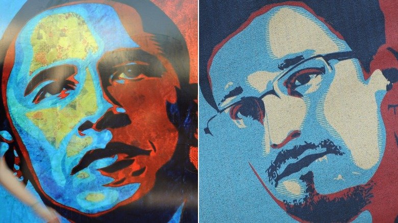 Barack Obama and Edward Snowden art