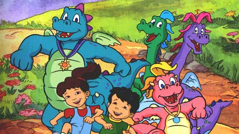The characters of Dragon Tales walking together