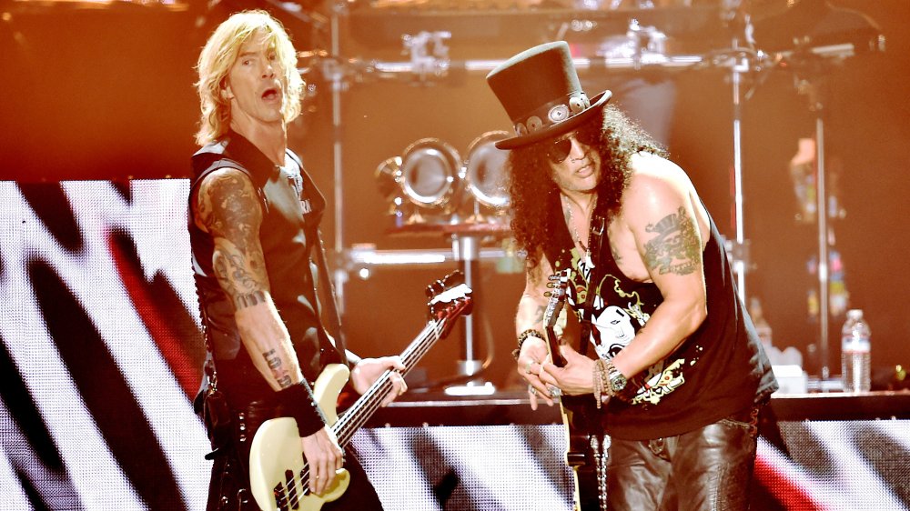 Duff McKagan and Slash on stage