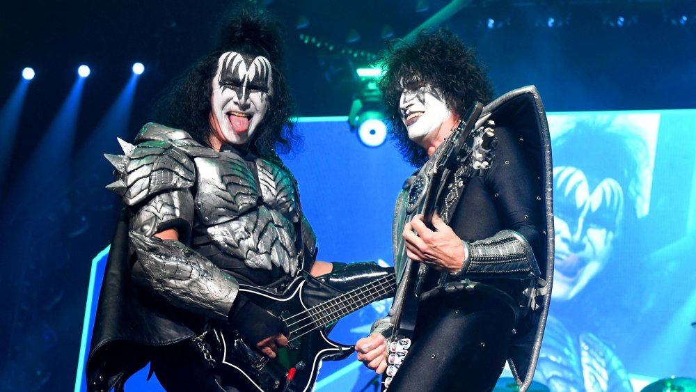 Kiss on stage smiling