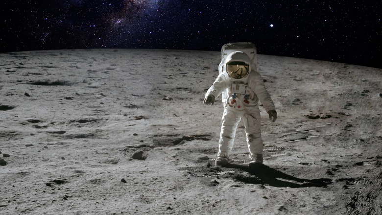 astronaut walking on the Moon
