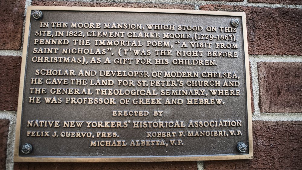 Clement Clarke Moore, Twas the Night Before Christmas, plaque