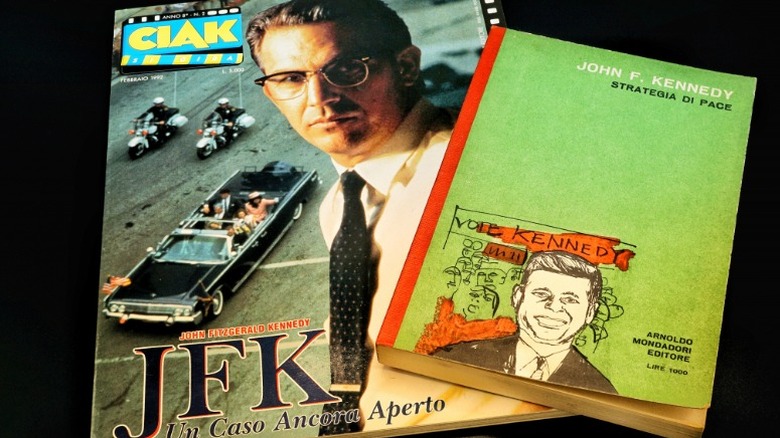Magazine cover featuring film "JFK: