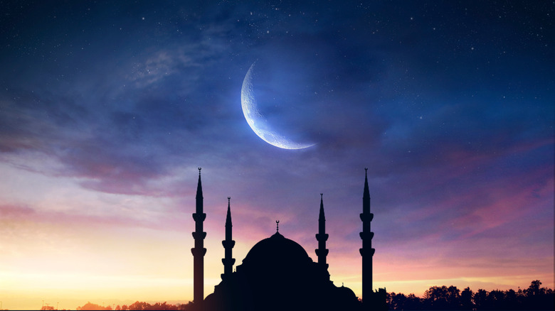 Mosque under the night sky
