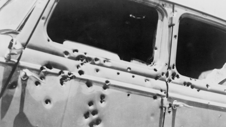 Bonnie and Clyde's car, shot up with bullets