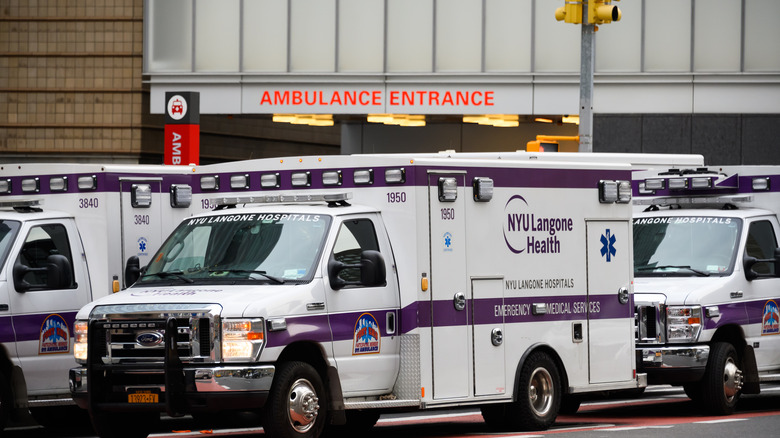 NYU ambulances outside hospital 