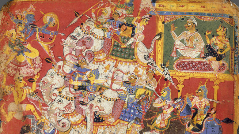 Krishna and Satyabhama battling Narakasura