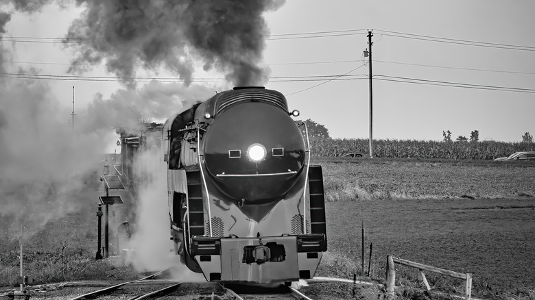 Steam train barreling forward