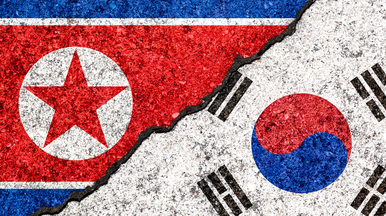 Graphic of South Korean and North Korean flags