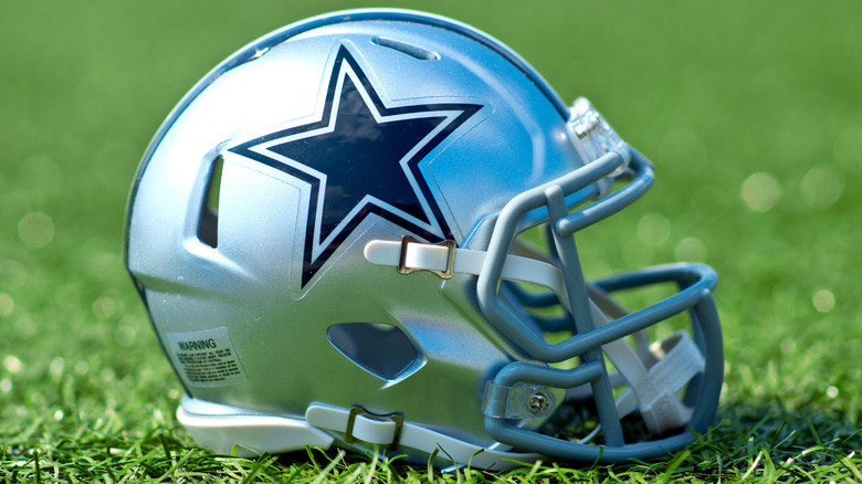 Dallas Cowboys helmet on field