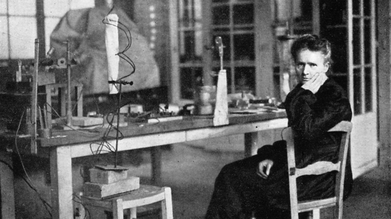 Curie in her laboratory, circa 1920