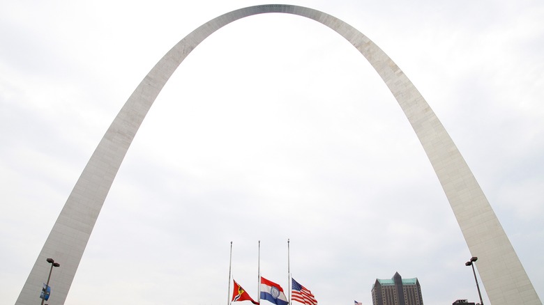 Gateway Arch with flags