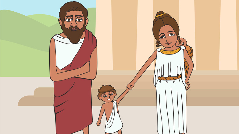 Drawing of ancient Greek family