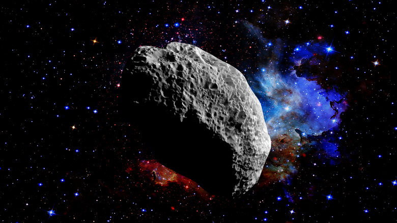 Asteroid with stars in background