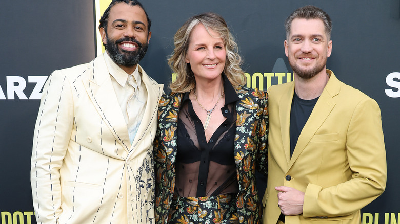 Daveed Diggs, Helen Hunt, and Rafael Casal smiling at event