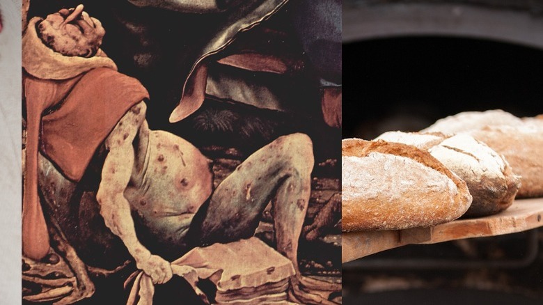 bread baked in a stone oven, detail of painting of ergot poisoning