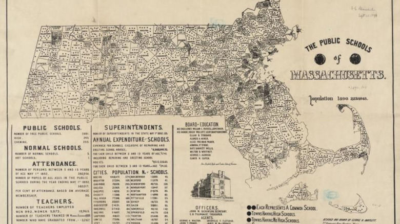 19th century Massachusetts public school map