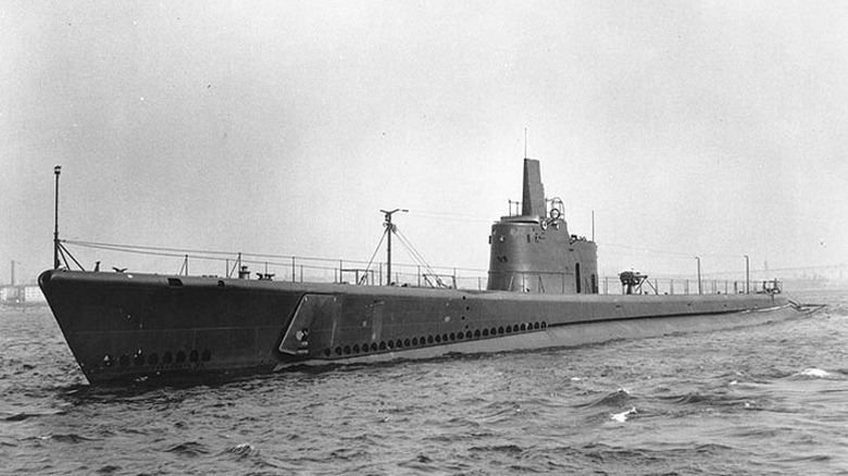 Submarine USS Amberjack on calm waters