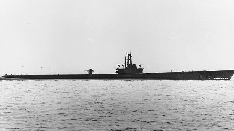 USS Kete long black submarine in calm sea
