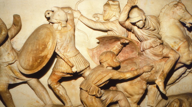 Marble relief of ancient battle