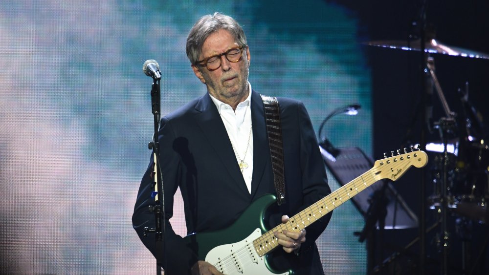 A shot of Eric Clapton performing at a concert