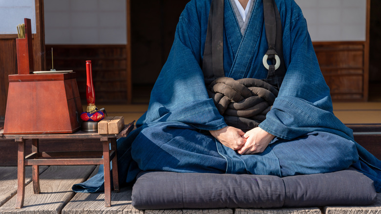 Zen monk doing zazen mediation